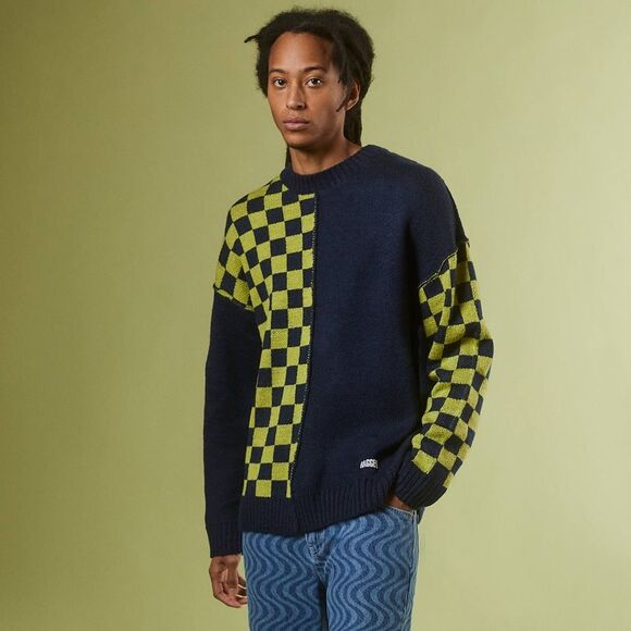 THE RAGGED PRIEST Spectre Checkerboard Knit Sweater - Picture 1 of 9